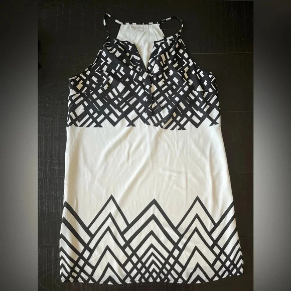 BISOU BISOU sleeveless dress size 12 Geometric dress Black and White - Picture 1 of 8